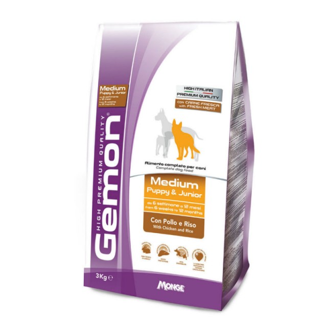 Buy Gemon Medium Puppy & Junior with Chicken & Rice Dry Dog Food, 3kg ...