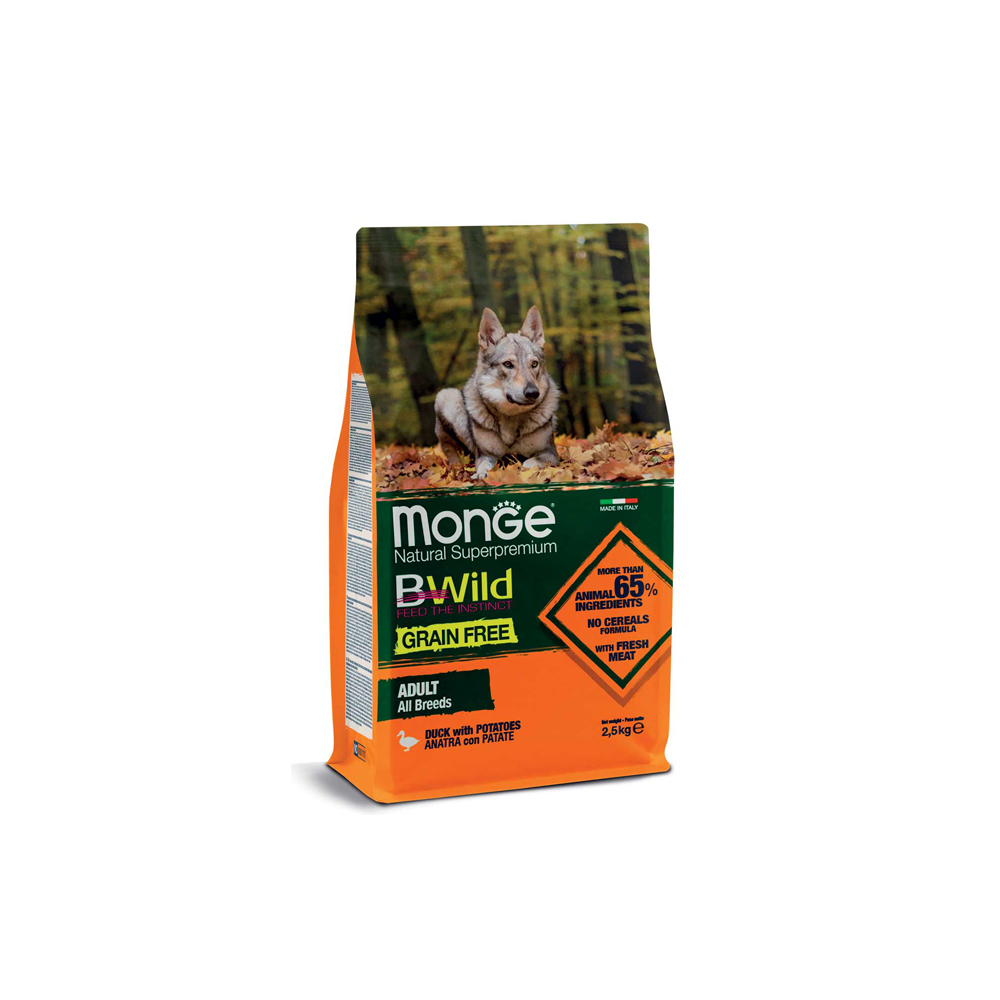 Buy Monge B Wild Grain Free Puppy Junior All Breeds with Duck and Potatoes dry food for dogs 2.5 KG Online at Low Price in India Puprise